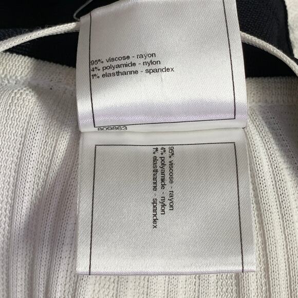 Cream Black Viscose Blend Ribbed Contrast Trim Drop Waist Bow Cocktail Dress - Picture 7 of 7